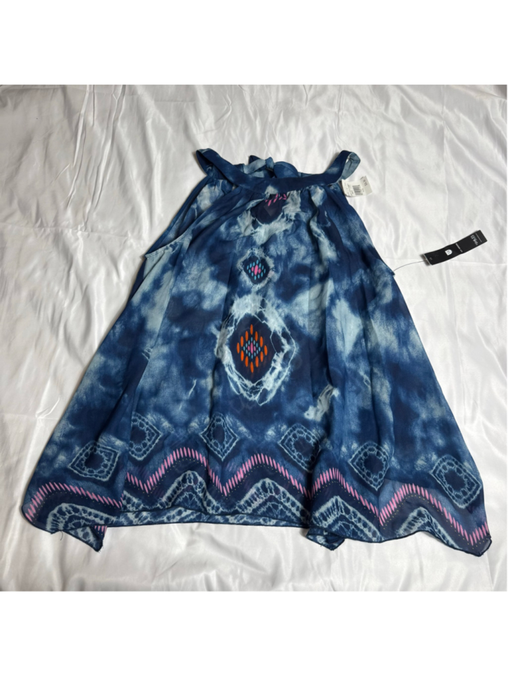 Women's Unique Spectrum Tank Top 1X Blue Pink Tie Dye Sleeveless